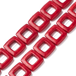 FireBrick Synthetic Turquoise Beads Strands, Dyed, Square, FireBrick, 20x20x5.5mm, Hole: 1mm, about 20pcs/strand, 15.75''(40cm), about 7.5 strands/500g