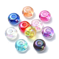 Mixed Color Transparent Acrylic European Beads, Large Hole Beads, Mixed Color, 14x8mm, Hole: 5mm