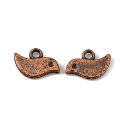 Red Copper Tibetan Style Alloy Charms, Cadmium Free & Nickel Free & Lead Free, Bird, Red Copper, 7x11x1mm, Hole: 1mm