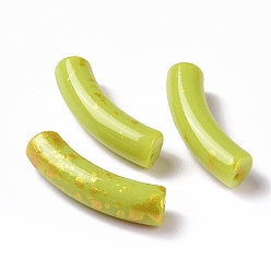 Светло-хаки Непрозрачные акриловые бусины, с блеском порошок, изогнутая трубка, светлый хаки, 33x10x8 мм, отверстие : 1.5 мм