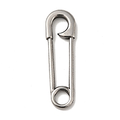 Antique Silver Tibetan Style 304 Stainless Steel Linking Rings, Safety Pin Shape, Antique Silver, 31x9x2.5mm