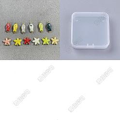 Mixed Color 2 Bags Handmade Porcelain Pendants, with Iron Findings, Starfish & Fish, Golden, Mixed Color, 19.3~27.9mm, 12pcs/bag