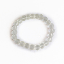 15 8mm Natural Glass Bead Bracelet with Elastic Cord for Women and Men