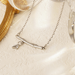 Нержавеющая Сталь Цвет Не тускнеющее модное 304 ожерелье с подвеской из бамбуковой палочки из нержавеющей стали для ежедневного ношения у женщин, цвет нержавеющей стали