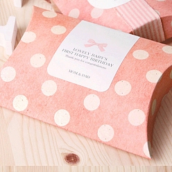 Misty Rose Paper Pillow Boxes, Gift Candy Packing Box, Polka Dots Pattern, Misty Rose, 11cm