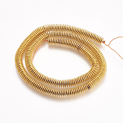 Golden Plated Electroplate Non-magnetic Synthetic Hematite Beads Strands, Heishi Beads, Disc/Flat Round, Golden Plated, 6x1mm, Hole: 1mm, about 278~290pcs/strand, 15.5 inch~15.9 inch