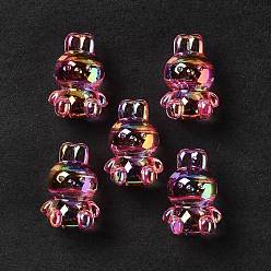 Crimson UV Plating Rainbow Iridescent Acrylic Beads, Rabbit, Crimson, 18x12x10.5mm, Hole: 2.6mm