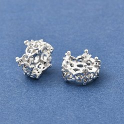 Серебро Латунные микропаве прозрачные кубики из циркония, стойки покрытие, долговечный, без свинца и без кадмия, корона, серебряные, 10.5x6.5 мм, отверстие : 1.8 мм