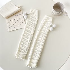 White Polyacrylonitrile Fiber Yarn Leg Warmers, Kawaii Long Boots Leg Covers for Women, White, 400~420mm