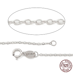 Platinum Rhodium Plated 925 Sterling Silver Necklaces, Cable Chains, with Spring Ring Clasps, Thin Chain, Platinum, 18 inch, 1mm