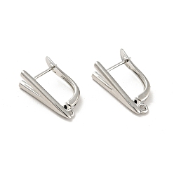 Platinum V-shaped Rack Plating Brass Hoop Earring Findings, with Latch Back Closure and Horizontal Loop, Long-Lasting Plated, Cadmium Free & Lead Free, Platinum, 18x10.5x6mm, Hole: 0.9mm, Pin: 0.8mm