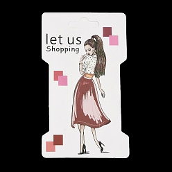 Indian Red Rectangle Girl Print Paper Hair Clip Display Cards, Jewelry Display Cards for Hair Clip Storage, Indian Red, 11.5x6.6x0.05cm, Hole: 24x8.5mm