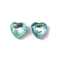 Индиколит K 5 кабошоны из стеклянного страза, задние и задние, граненые, сердце, Indicolite, 8x8x4 мм