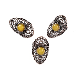 Другие Джасперы Натуральные другие кольца из яшмы в стиле ретро, регулируемые латунные кольца для женщин, 38 мм, внутренний диаметр: 19 мм