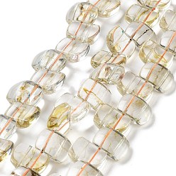Light Khaki Transparent Glass Imitation Gemstone Beads Strands, Rectangle, Light Khaki, 17x12.5x7.5~8mm, Hole: 1.2mm, about 28pcs/strand, 13.78 inch(35cm)