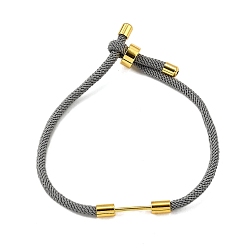 Светло-серый Плетеный браслет из нейлонового шнура, с латунной фурнитурой , реальный 18 k позолоченный, светло-серый, 9-1/2 дюйм (24 см), ссылка: 24x4 mm