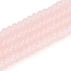 Pink Имитация нефритовые четки стекла, рондель, розовые, 4~4.5x2.5 мм, отверстие : 0.7 мм, около 149 шт / нитка, 14.96 дюйм (38 см)