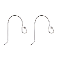 Silver 925 Sterling Silver Earring Hooks, Ear Wire, Silver, 17x10mm, Hole: 1.5mm, 24 Gauge, Pin: 0.5mm