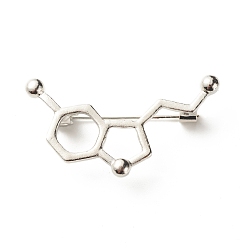 Platinum Hollow Chemistry Molecular Structure Brooch, Chemical Formula Iron Alloy Lapel Pin for Nurse Teacher Student, Platinum, 21x40x10mm