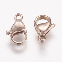 Rose Gold Ion Plating(IP) 304 Stainless Steel Lobster Claw Clasps, Parrot Trigger Clasps, Rose Gold, 11x7x3.5mm
