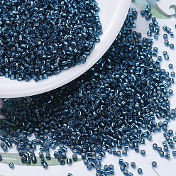 (DB0608) Dyed Silver Lined Blue Zircon MIYUKI Delica Beads, Cylinder, Japanese Seed Beads, 11/0, (DB0608) Dyed Silver Lined Blue Zircon, 1.3x1.6mm, Hole: 0.8mm, about 10000pcs/bag, 50g/bag