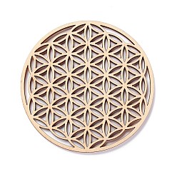 Flower Basswood Carved Round Cup Mats, Chakra Flower Of Life Coaster Heat Resistant Pot Mats, for Home Kitchen, Flower Pattern, 100x3mm, 10pcs/set