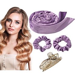 purple 4-piece set Lazy Hair Curler Headband for Sleep, Butterfly Bow Wave Maker Tool