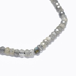 Labradorite Natural Labradorite Beads Strands, Faceted, Rondelle, 3.5~4x2~2.5mm, Hole: 0.7mm, about 43pcs/strand, 15.5 inch(39.5cm)