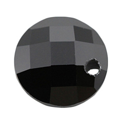 Черный Кубического циркония прелести, граненые, плоско-круглые, чёрные, 2x4 мм, отверстие : 0.7~0.8 мм