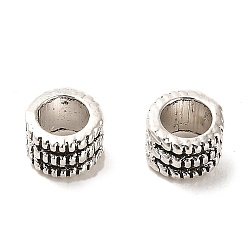Antique Silver Tibetan Style Alloy European Beads, Large Hole Beads, Cadmium Free & Lead Free, Column, Antique Silver, 6x4mm, Hole: 4mm