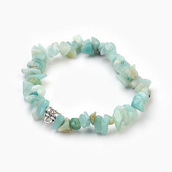 Amazonite Natural Amazonite Beads Stretch Bracelets, with Alloy Findings, Chip, 1-3/4 inch(4.5cm)