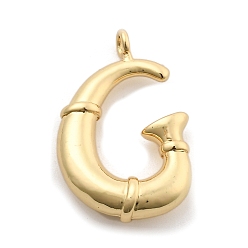 Letter G Стойки обшивки латунные подвески, без кадмия и без свинца, реальный 18 k позолоченный, Буква G, 23~24.5x6.5~25x4~7 мм, отверстие : 2 мм