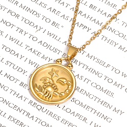 Скорпион Ожерелья из нержавеющей стали с подвеской в виде созвездия для женщин и мужчин, золотые, Скорпион, 8.27~19.69 дюйм (21~50 см)