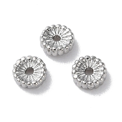 Real Platinum Plated Brass Beads, Flat Round, Real Platinum Plated, 4x1.5mm, Hole: 1mm