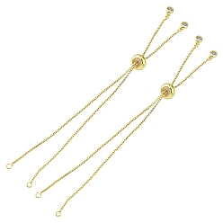 Golden Rack Plating Brass Box Chain Slider Bracelets, with Cubic Zirconia Charm, Long-Lasting Plated, for Adjustable Link Bracelet Making, Golden, Single Chain Length: about 11.5~12cm