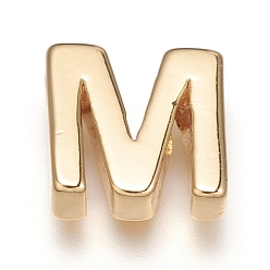 Letter M Brass Charms, Long-Lasting Plated, Real 18K Gold Plated, Letter.M, M: 8.5x8.5x3mm, Hole: 1.5mm