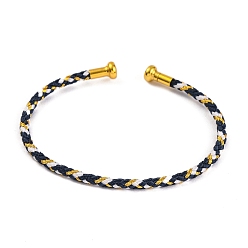 Черный Изготовление браслета из плетеной проволоки из углеродистой стали, с позолоченными латунными заглушками, чёрные, 0.25 см, внутренний диаметр: 2-3/8 дюйм (6.1 см)