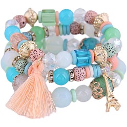 5# Metal Tower Tassel Candy Bead Multi-layer Fashion Bracelet for Chic Style