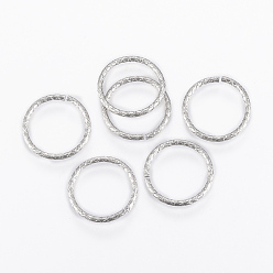 Stainless Steel Color 304 Stainless Steel Jump Rings, Open Jump Rings, Textured, Stainless Steel Color, 14.5x1mm, about 12mm inner diameter