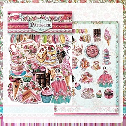 Food 40Pcs Retro Dessert Theme Paper Self Adhesive Stickers, for DIY Scrapbooking, Food, Packing: 125x90mm