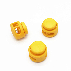 Yellow Nylon Cord Locks Clip Ends, Double Hole Drawstring Stopper Fastener Buttons, Yellow, 1.7cm, Hole: 6mm