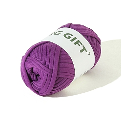 Purple Polyester Cloth Yarn, For Hand Knitting Thick Thread, Crochet Cloth Yarn, Purple, 5mm, about 32.81 Yards(30m)/Skein