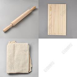 (52) Непрозрачная лаванда Наборы керамических и глиняных инструментов, включая льняную ткань, деревянная скалка и линейки, разноцветные, 340x19.5~20x3~12 мм