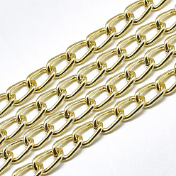 Golden Aluminium Curb Chains, Unwelded, with Spool, Golden, 9x5.5x1mm, about 164.04 Feet(50m)/roll