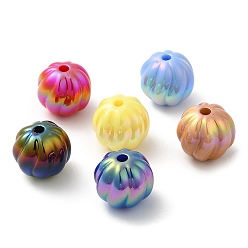 Mixed Color UV Plating Opaque Acrylic Beads, Iridescent, Pumpkin, Mixed Color, 15.5x14mm, Hole: 2.5mm