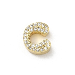 Letter C Латунные микро проложить кубического циркония прелести, без кадмия и без свинца, долговечный, реальный 18 k позолоченный, буква С, 10x8.5x4 мм, отверстие : 2x3.5 мм