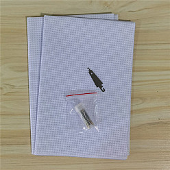 White Solid Colored Cross Stitch Fabric, 14CT Aida Cloth, Rectangle, with Needle & Threader, Bottle, White, 450x300mm