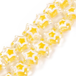 Gold Handmade Lampwork Beads Strands, Star, Gold, 11.5x12.5x6mm, Hole: 0.7mm, about 33pcs/strand, 14.57''(37cm)