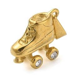 Golden 304 Stainless Steel Pendants, with Crystal Rhinestone, Skates Charm, Golden, 22x16x10mm, Hole: 8.2x3.2mm
