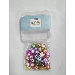 Mixed Color Nbeads 50Pcs Natural Freshwater Shell Beads, with Enamel, Double-Faced, Star with Evil Eye, Dyed, Mixed Color, 14~15x15~16x5mm, Hole: 0.7mm